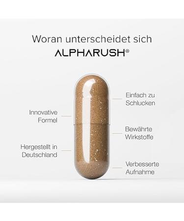 Alpharush Men's Complex with Maca (20:1), High Dose with Tribulus Terrestris, Ashwagandha and Fadogia Agrestis, Maca Complex for Men, Alternative to Tongkat Ali, 120 Capsules for Men - Buy Online on GoSupps.com