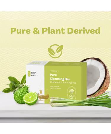 Hand over Heart Lemongrass Cleansing Bar Soap | Aromatherapy Herbal Soap with Organic Essential Oils | Nourishing Refreshing & Soothing Skin Care - Buy Online on GoSupps.com