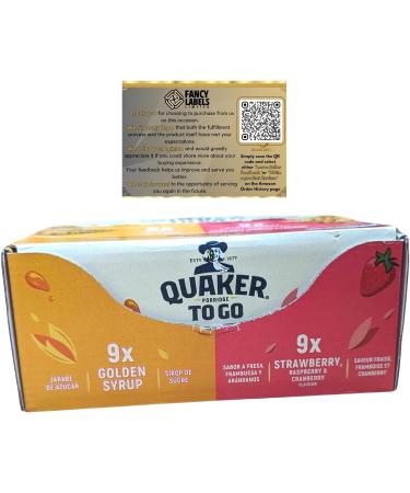 Cereal Bars Multipack with Quaker Oats Porridge To Go Breakfast Squares Variety Pack (8x Golden Syrup and 8x Strawberry Raspberry & Cranberry) | Suitable for vegetarians | On The Go Snacks - Buy Online on GoSupps.com