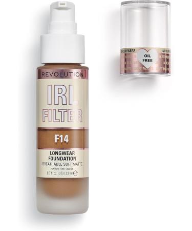 Makeup Revolution IRL Filter Longwear Foundation - F14 Dark Skin Tones 23ml - Matte Finish, 16 Hour Wear - Pack of 1 - Buy Online on GoSupps.com