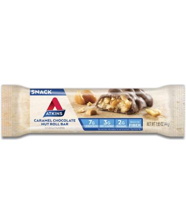 Atkins Caramel Chocolate Nut Roll Bar - Keto-Friendly Snack (5 Bars, 1.55oz) - Buy Online on GoSupps.com