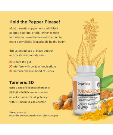 Organixx Joint & Muscle Care & Turmeric 3D Bundle Organic Turmeric Frankincense & Myrrh Plus Fermented Turmeric Ginger & Ashwagandha Supports Joint & Immune Health Gluten Free 60 Capsules Each - Buy Online on GoSupps.com
