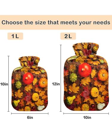 Naanle Autumn Leaves Pumpkin Hot Water Bottle - 2L Transparent Heat Bottle for Bed Hand & Foot Warmer Pain Relief & Cold Therapy - Buy Online on GoSupps.com
