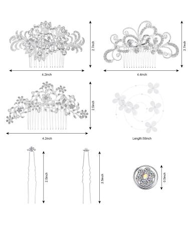 Boao 56-Piece Wedding Bridal Hair Accessories Set - Crystal Pearl Comb, Rhinestone Hair Pins, U-shaped Clips - White - Ideal for Bride Bridesmaid - Buy Online on GoSupps.com