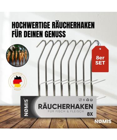 Premium Stainless Steel Smeck Hook Set - 21cm Meat & Fish Smoking Hooks for Trout Salmon Eel - Ideal Smoked Chips Accessories (8 Pack) - Buy Online on GoSupps.com