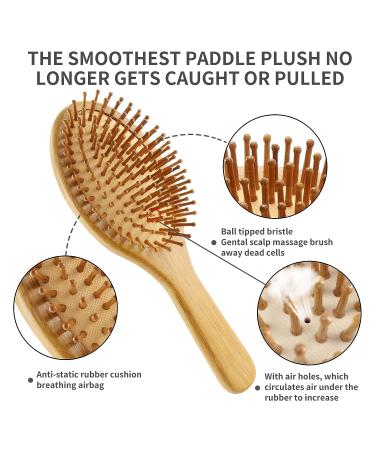 EKONAER 4 PCS Bamboo Hair Brush Set with Wide-tooth Comb for Women, Men, Kids, and Babies - Detangling Hairbrush for Thick, Thin, Curly, Straight, Dry Hair - Buy Online on GoSupps.com