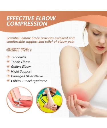 Scurnhau Adjustable Elbow Brace for Tendonitis | Elbow Support for Cubital Tunnel Syndrome & Injuries | L/XL - Shop Internationally - Buy Online on GoSupps.com