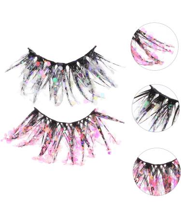 minkissy 2 Pairs Fake Eyelashes Makeup False Eyelashes Glow Eye Lashes Halloween Eye Lashes Christmas Eyelashes Glitter Soft Light Fake Lash Glitter Lashes Fluffy Fiber Miss Extend - Buy Online on GoSupps.com