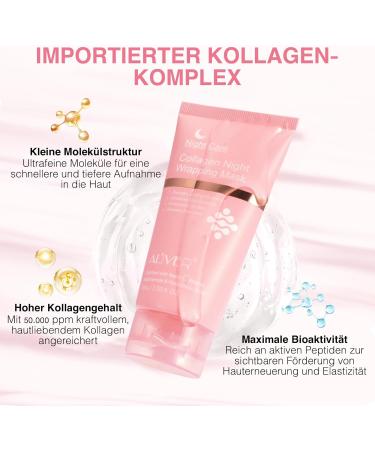  P-Beauty Cosmetic Accessories P-BEAUTY Collagen Night Mask Night Mask Night Mask with Brush 75ml Night Mask with Lift and Wrinkle Reduction Face Mask Collagen Peel Off with Hyaluronic Acid - Buy Online on GoSupps.com