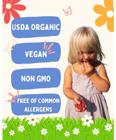 Krunchy Kids 500IU Vitamin D3 Gummies - Organic Plant-Based Sugar-Free | Real Strawberry Allulose MCT-Oil Agave | Supports Bones Immunity Mood & Sleep - Buy Online on GoSupps.com