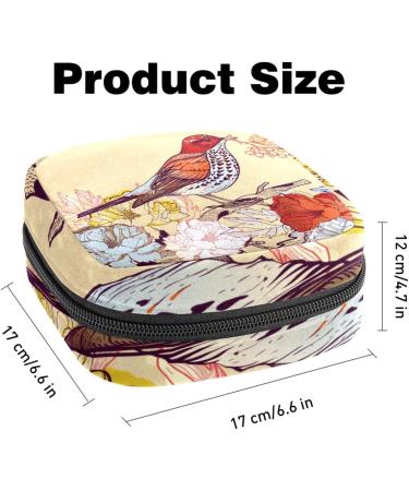 Vintage Spring Birds Menstruation Pad Bag with Zipper - Women's Tampon & Napkin Storage Solution - Buy Online on GoSupps.com
