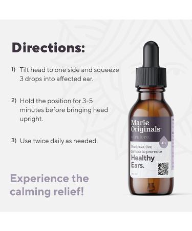 Marie Originals Organic Ear Oil for Infections - Natural Eardrops for Prevention & Relief in Kids, Adults, Baby, and Dogs - Mullein & Garlic Formula - 1 Fl Oz - Buy Online on GoSupps.com