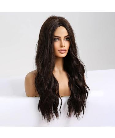 HAIRCUBE Long Brown Synthetic Curly Hair Wig for Women - Middle Part Medium Brown - Buy Online on GoSupps.com