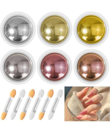 Ysimple Ysimple 6 Colors Glitter Chrome Nail Powder Super Mirror Effect Nail Powder Metallic Fine Chrome Nail Powder with 6