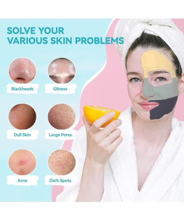 Turmeric Vitamin C Clay Face Mask Set - Dead Sea Mud, Green Tea, Oil Control for Acne - 2.5 OZ - Men & Women - Buy Online on GoSupps.com