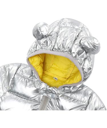 Baby Puffer Jacket Silver 90cm - Winter Hooded Coat for 1-2 Years - Buy Online on GoSupps.com