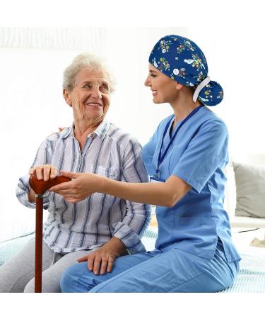 Adjustable Women's Scrub Caps with Buttons - 4 Pcs Nursing Bouffant Turban Hats (Fresh Style) - Buy Online on GoSupps.com