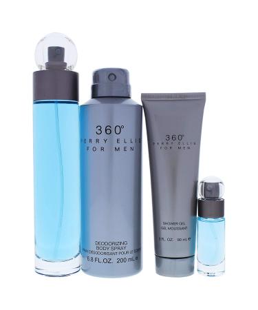 Perry Ellis 360 for Men - 4 Pc Gift Set: 3.4oz EDT Spray, 6.8oz Body Spray, 3.0oz Shower Gel, 0.25oz EDT Spray - Buy Online on GoSupps.com