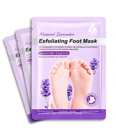 3 Pairs Exfoliating Foot Peel Mask Moisturizing Care Foot Mask Socks Foot Peel Socks Callus Remover for Feet Repair Heels Removes Dry Dead Skin Cracked Heel for Baby Soft Feet- Lavender