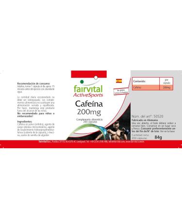 Fairvital | Caffeine 200mg in capsules - for 200 DAYS - Highly dosed - VEGAN - 200 pieces - Buy Online on GoSupps.com