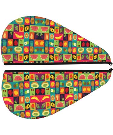 Art Style Fruit Coral Velvet Hair Cap | Quick-Dry Towel Wrap for Men & Women | Travel & Home Use - Buy Online on GoSupps.com