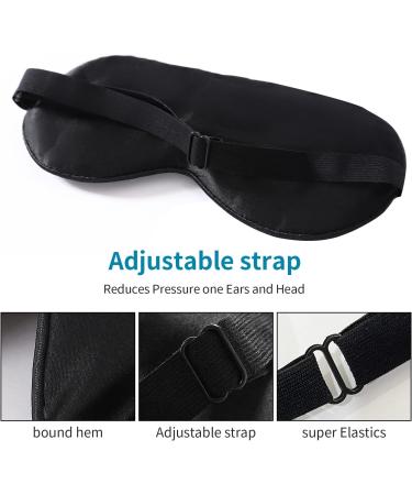 2-Pack Natural Silk Eye Mask Set with Adjustable Straps - Black and Champagne | SHJINJU Sleep Eye Mask Shade for Puffy Eyes - Buy Online on GoSupps.com