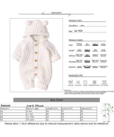 Haokaini Newborn Baby Ear Hooded Knitted Winter Romper Snowsuit 3-6 Months Beige - Buy Online on GoSupps.com