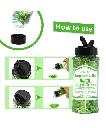 Light Green Holographic Chunky Glitter (100g) for Resin Nail Art Face & Body Slime & Festival Crafts - Buy Online on GoSupps.com