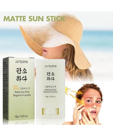 Matte Sun Stick Mugwort & Camelia Korean Sunscreen SPF 50+ PA+++ | Non-Greasy No White Cast | Face & Body Moisturizer (18g - Buy Online on GoSupps.com
