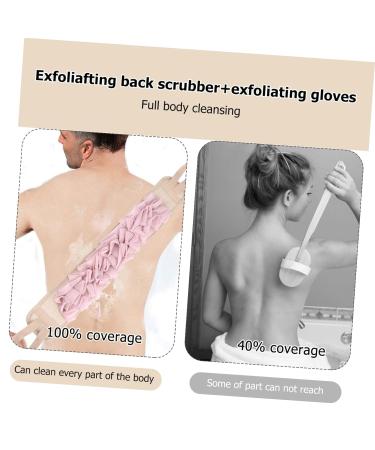 DOITOOL 4 Pcs Exfoliating Bath Towels Set - Shower Scrubber & Loofah Gloves for Body Care - Pink 80x9.5CM - Buy Online on GoSupps.com