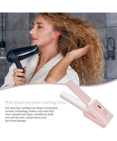 Small Curling Iron - Electric Hair Straightener Curler Safe Professional Curling Wand for Women of Straight and Curly Hair Wynott Pink - Buy Online on GoSupps.com