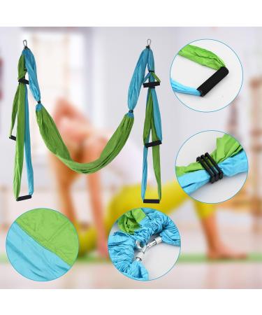 Ehuihuan Aerial Yoga Towel & Hammock - Anti-Gravity Yoga Swing Strap & Band in Blue Green for Ultimate Stretching - Buy Online on GoSupps.com