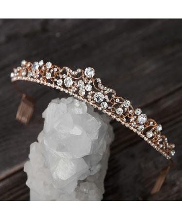 SWEETV Rose Gold Wedding Tiara Crown with Rhinestones for Women and Girls - Buy Online on GoSupps.com