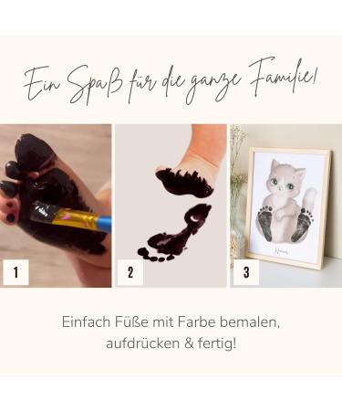 Personalized Baby Footprint Animal Poster - Nursery Decor for Milestones | Cat Design | A4 Size (Foot Length Up to 6cm) - Buy Online on GoSupps.com