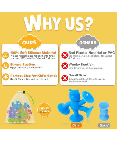 Suction Cup Bear Bath Toy | Montessori Silicone Bathing Toys for Kids 1-8 Years | Cute Safe & Fun Travel Toys - Buy Online on GoSupps.com