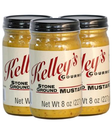 Stone Ground Mustard by Kelley's Gourmet - 8.0 Ounce (Pack of 3)