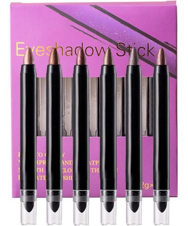 Stick Eyeshadow 6 Colours Waterproof Shimmer Eyeshadow Stick Colors Stick Eyeshadow Waterproof Shimmer Eyeshadow Stick Shimmer Smudge-proof Eyeshadow Stick Eye Brightener Pencil for Women - Buy Online on GoSupps.com