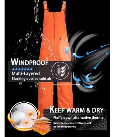 GEMYSE Men's Waterproof Ski Bib Overalls - Insulated Snow Pants | Classic Orange Black - Medium - Buy Online on GoSupps.com