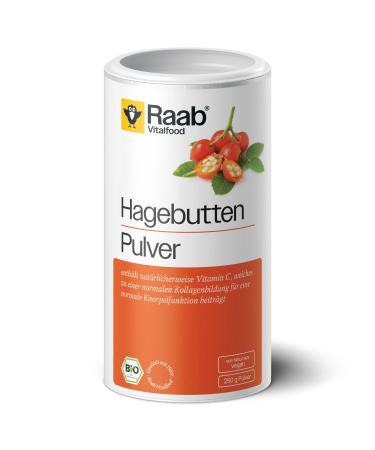 Raab Vitalfood Bio HageButten powder with vegetable omega-3 & 6 fatty acids & natural vitamin C for normal collagen formation & cartilage function (250g) 250 g (1 Pack)