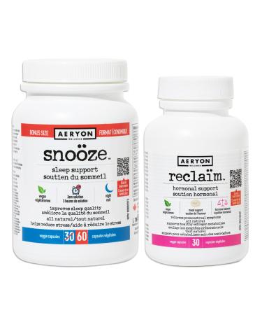 Aeryon Sno ze and Reclaim Powerpack | Melatonin Free Natural Sleep Aid and Hormone Balance Supplements for Women