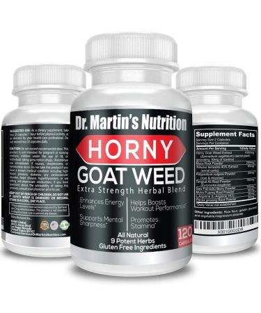 Super Strength 1000mg Horny Goat Weed 120 Capsules with Maca Arginine & Ginseng - Naturally Boost Your Health, Workout Performance, Endurance & Energy, Joint Health for Men & Women (120C)