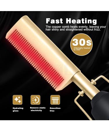 LCD Hot Comb Hair Straightener - Fast Heating Titanium Ceramic Electric Straightening Brush with LCD Display - Buy Online on GoSupps.com
