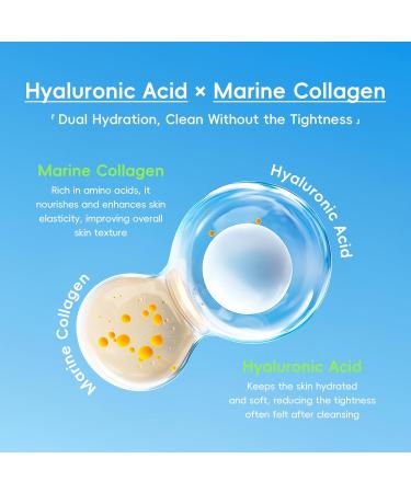BEUKING Hydrating Hyaluronic Collagen Facial Cleanser Gentle Face Cleanser with Hyaluronic Acid+Centella Asiatica Extract Pore Cleanser Safe Daily Face Wash For Dry Oily Sensitive Skin 1.76 fl oz - Buy Online on GoSupps.com