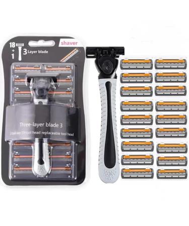 Men's Classic Manual Razor Vintage Water Wash Razor Sharp Blade Antiscratch Three Layer Blade Razor Multi Head Change orange