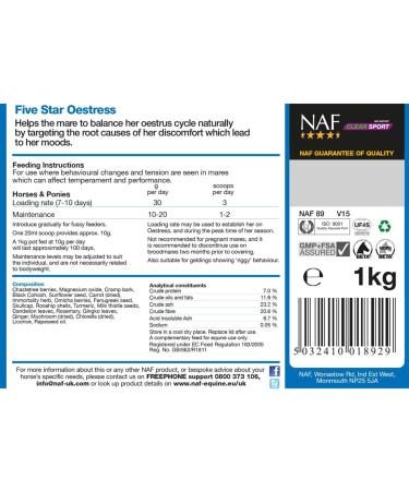NAF Five Star Oestress White 2.5kg - Hormonal Balance Support for Horses - Buy Online on GoSupps.com
