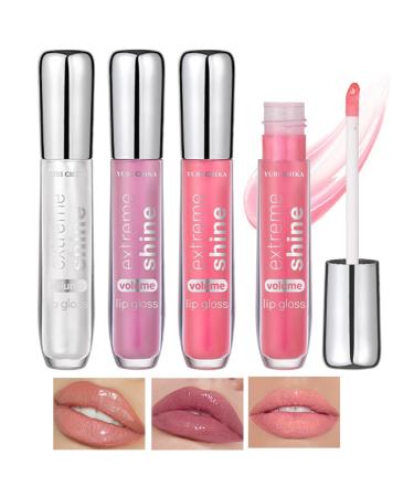 3Packs Lip Gloss Set Moisturizing Lip Oil with Hyaluronic Acid Lipgloss Care Fruit Flavoured Lip Oil For Dry Lip Glitter Shine Lip Glaze Gift for Women Teenage Girls (1 2 3)