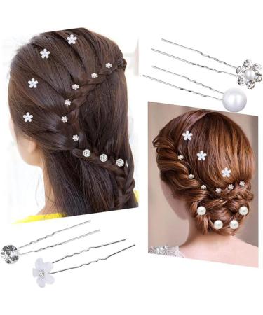 30 Pieces Wedding Hair Pins Wedding Hair Accessory Rhinestone Pearl U-shaped Hair Clip Wedding Hair Jewellery for Bride/Women/Girls/Wedding/Evening - Buy Online on GoSupps.com