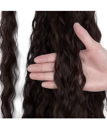 DODOING Kinky Curly Wrap Around Yaki Ponytail Extension Long Wavy Synthetic Hair Extensions Clip in Ponytail for Women Beauty and Fashion 1# Black Brown-Wrap Around - Buy Online on GoSupps.com