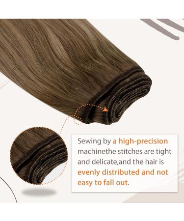 LAAVOO TREEN Balayage Brown Real Hair Extensions - 80g Light Brown & Blonde Tresses for Sewing - 35cm #8/16/8 - Buy Online on GoSupps.com