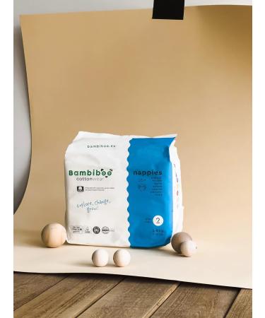 Bambibo Baby Diapers Size 2 Mini (3-8 kg) - Organic Cotton Disposable Diapers with Umbilical Neckline - 26 Pieces - Buy Online on GoSupps.com